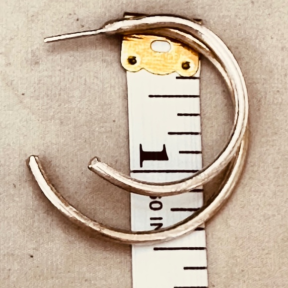 Silver Tone Double “C“ “Hoop” Post Earring Vintage EUC - Picture 6 of 7